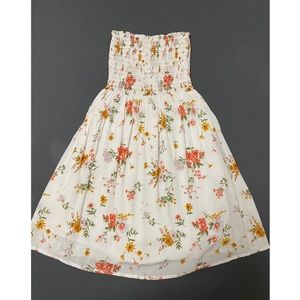 Floral Strapless Dress with Pockets